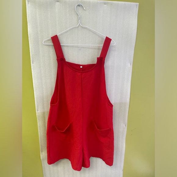 Summer Women's Casual Rompers Knot Front Pocket Patched Overall Romper Medium - Picture 2 of 6